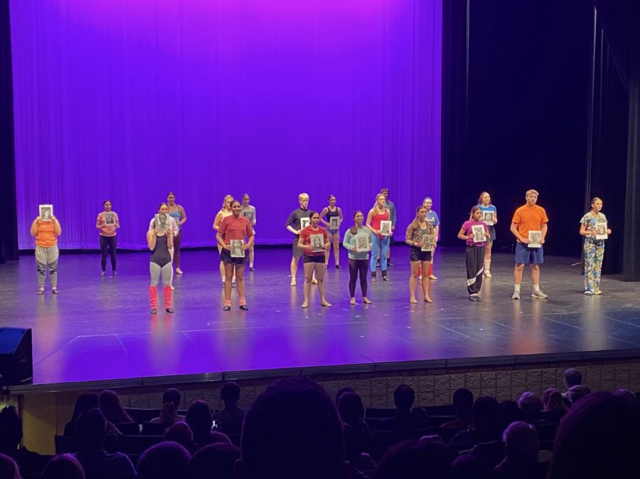 A group of students shows the audience their choreographed performance at BTA’s One Act Plays. 