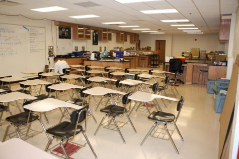 A classroom where some 8th graders took the HSPT. 