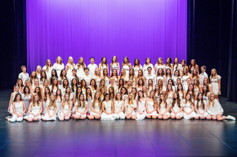 The 2022-2023 Orchesis Dance Company poses for a group photo. 