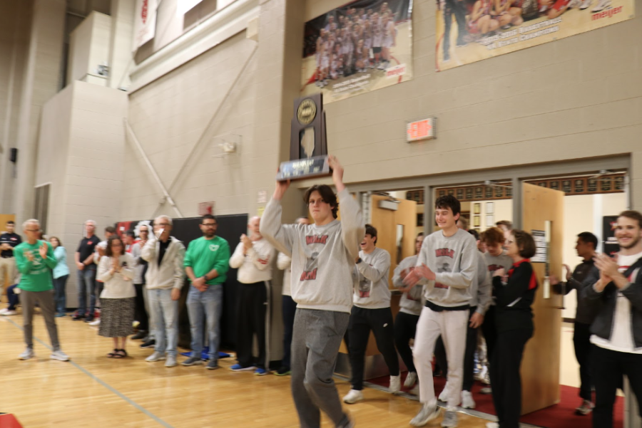 Benet Academy students, faculty, and staff came together on Friday to celebrate the numerous state trophies and accomplishments made this year.