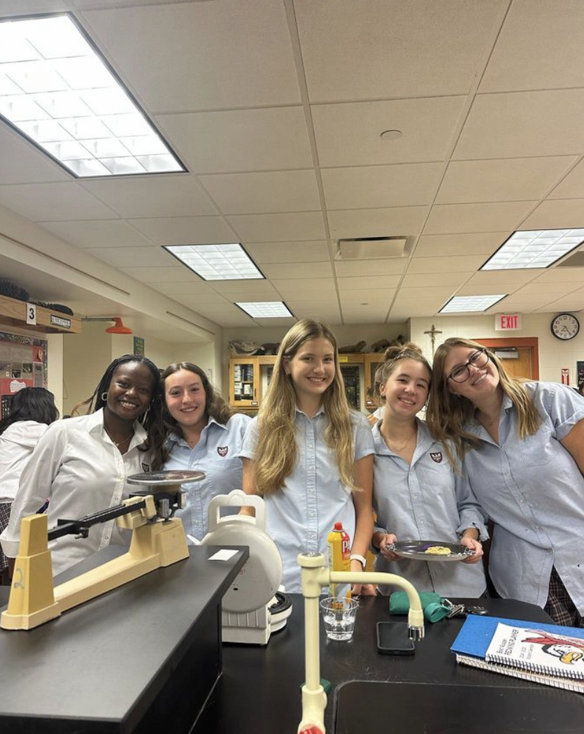 Numerous Benet Academy Environmental Club members participate in its first Pancake Breakfast of the year.