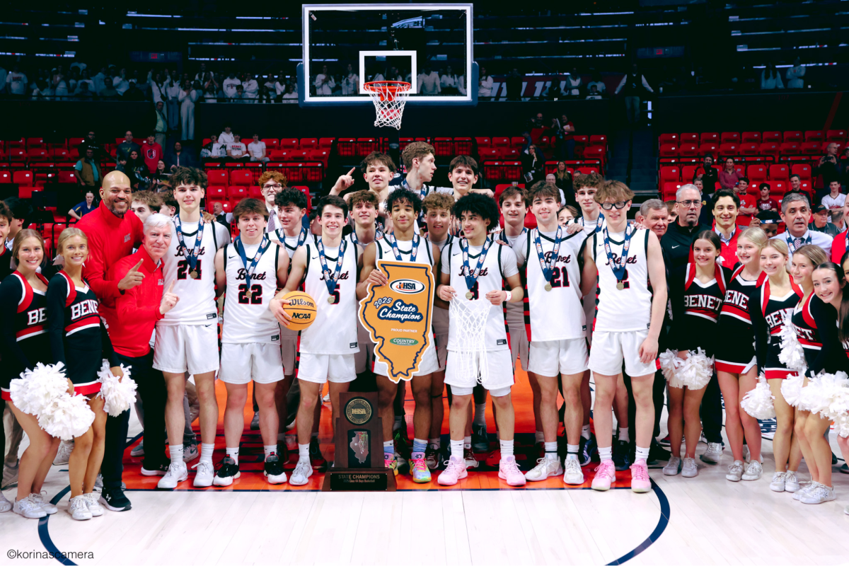 The Benet Academy basketball team after their state championship win.