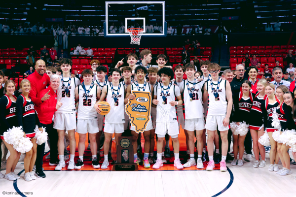 The Benet Academy basketball team after their state championship win.